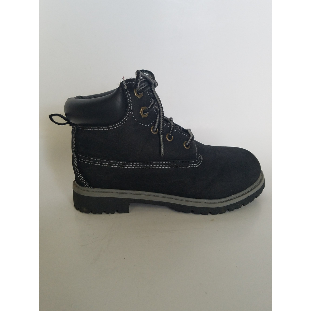 Faded Glory Black Kids Laced Up Boots Shoe Size 1 Youth